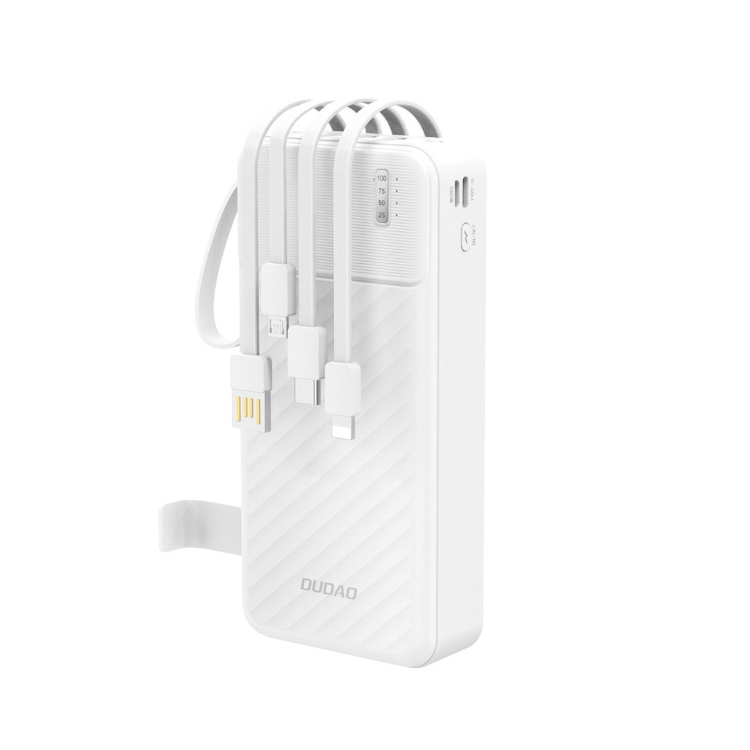 Powerbank K11 Pro 20000mAh z wbudowanymi kablami – biały Powerbank K11 Pro 20000mAh z wbudowanymi kablami – biały
