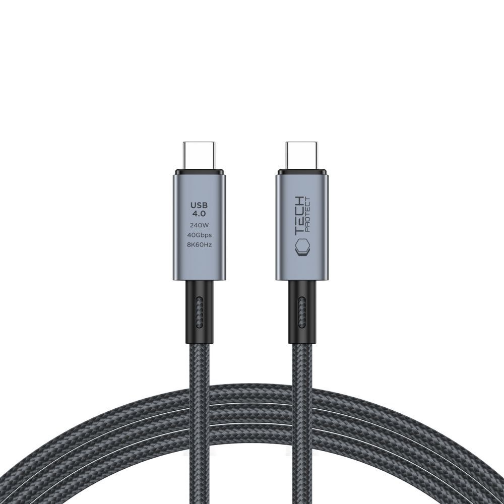 Kabel przewód USB-C PD 240W 8K 40Gbps 2m – szary