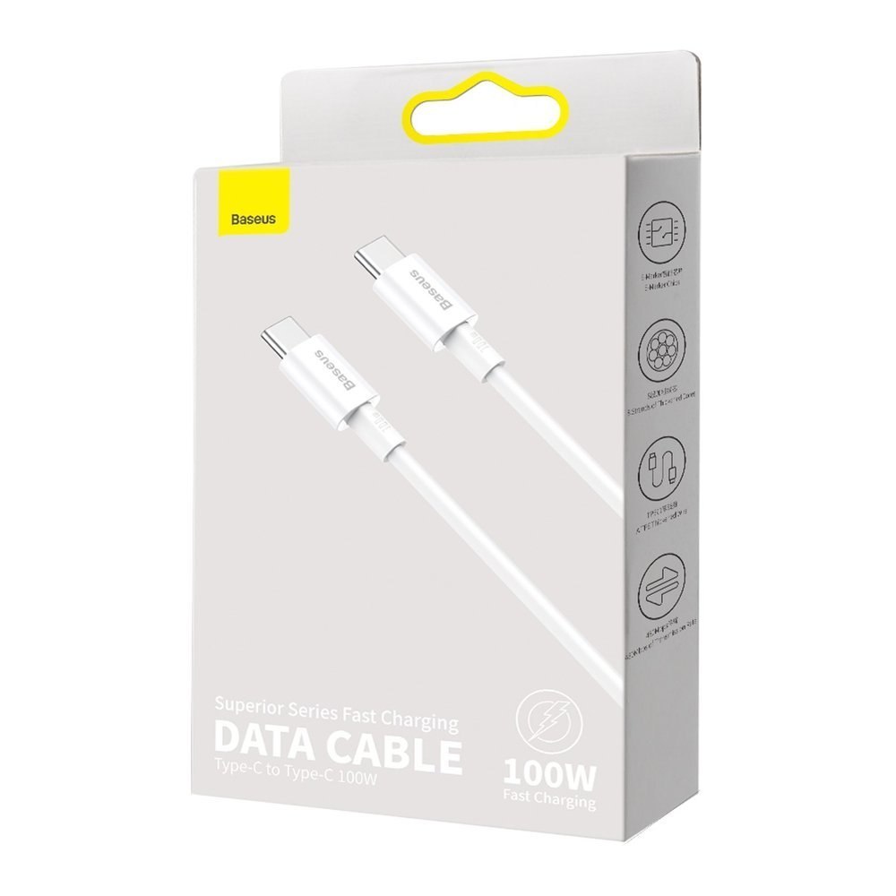Superior kabel przewód USB-C USB-C Quick Charge FCP 100W 5A 20V 2m biały Superior kabel przewód USB-C USB-C Quick Charge FCP 100W 5A 20V 2m biały
