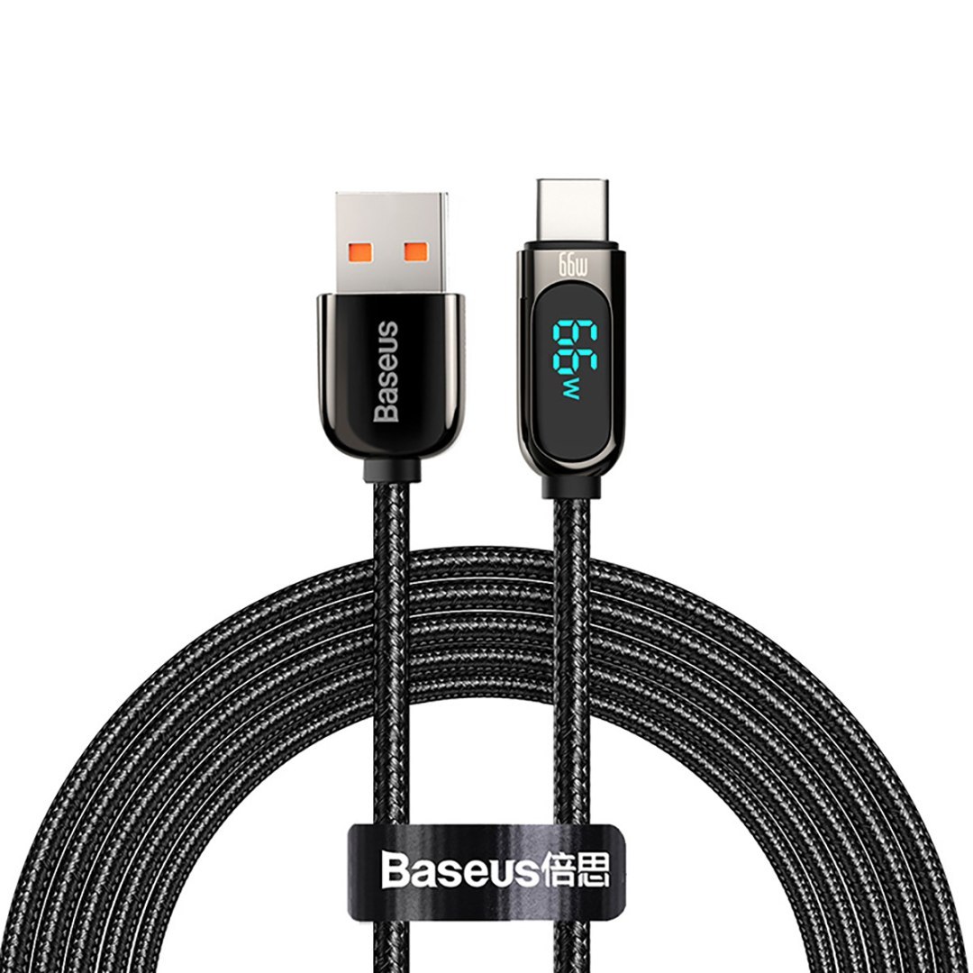 Kabel przewód Display Fast Charging Data USB-A – USB-C 66W 1m – czarny