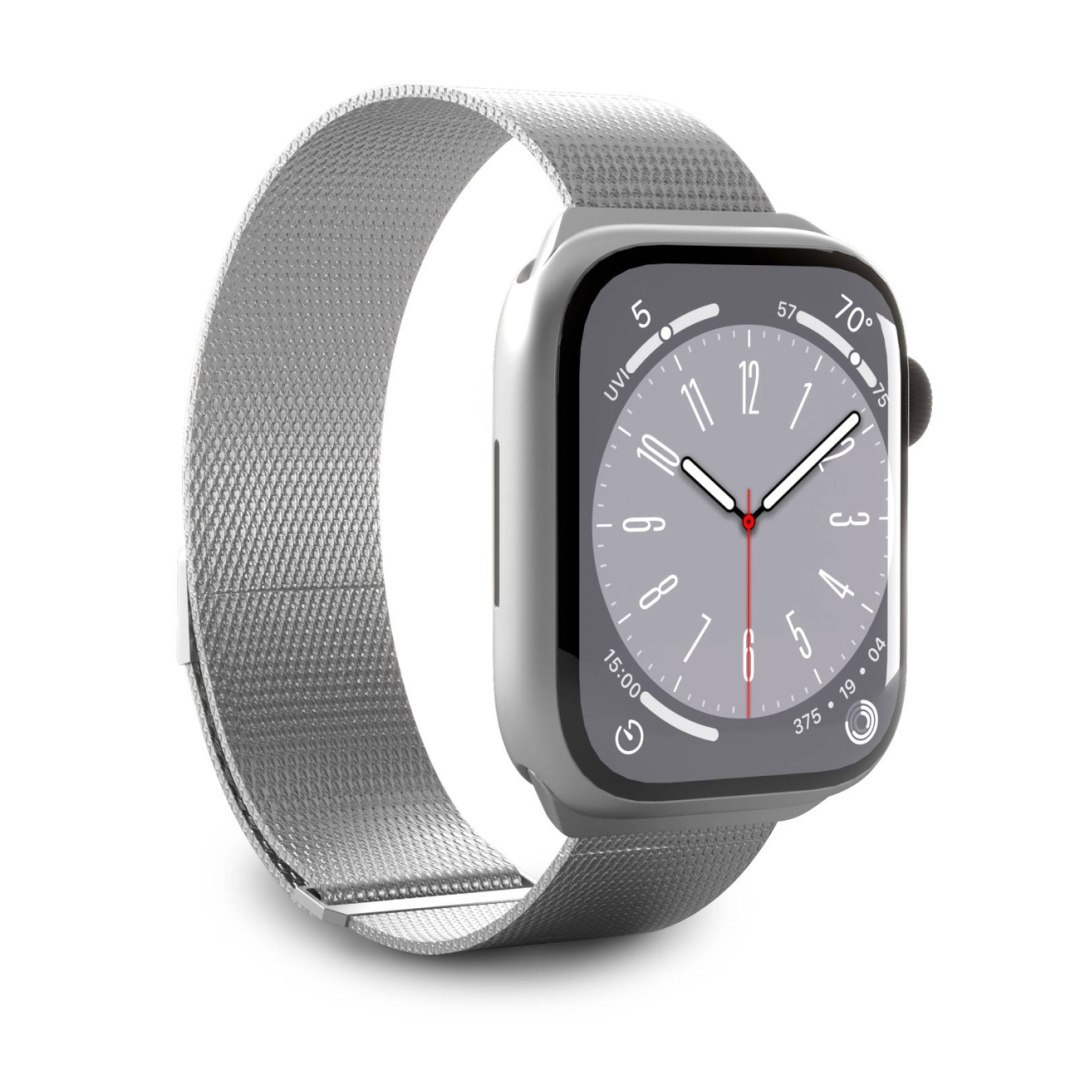 Pasek ze stali nierdzewnej do zegarka Apple Watch 38 40 41 mm Milanese – srebrny