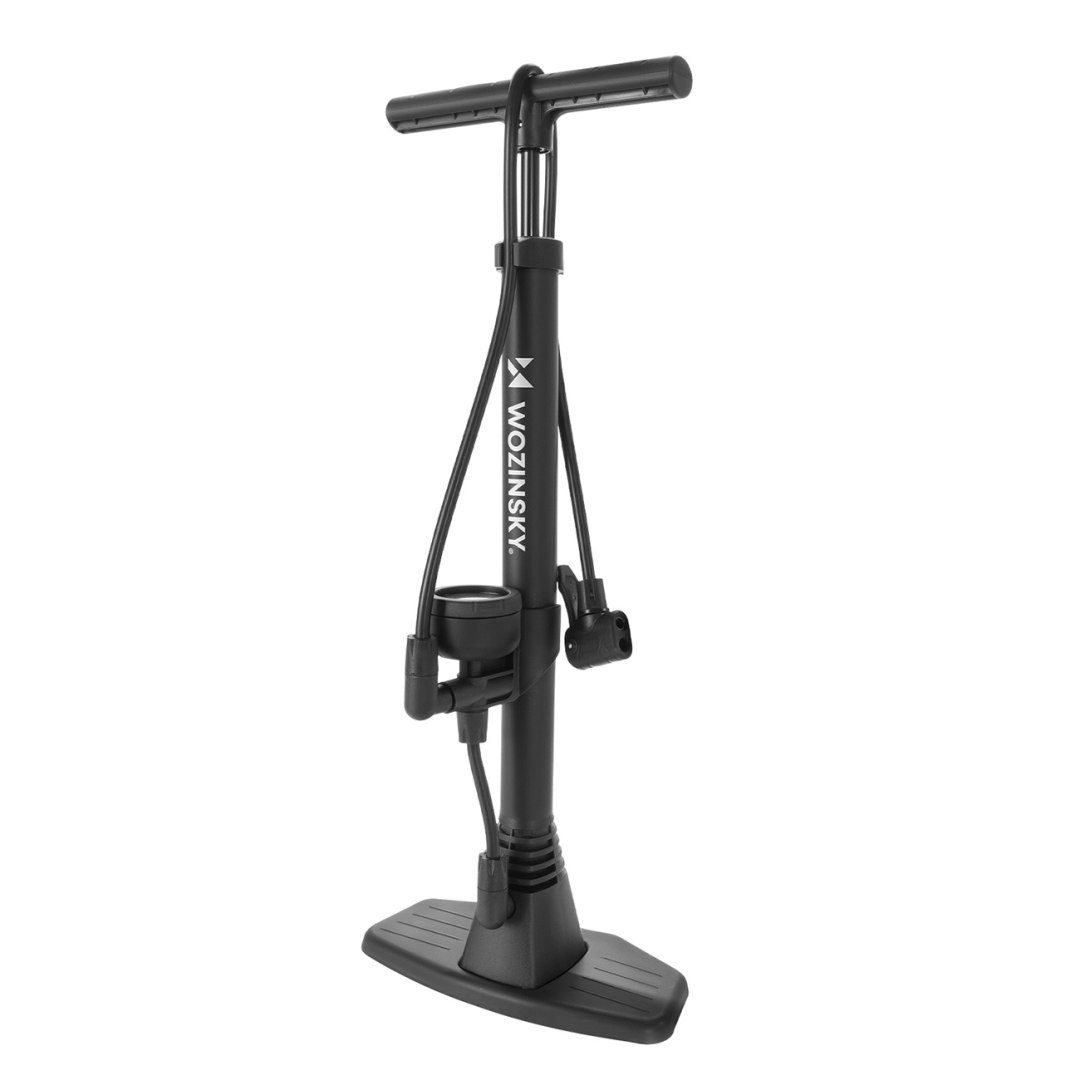 Pompka rowerowa podłogowa z manometrem 160 PSI 11 bar – czarna