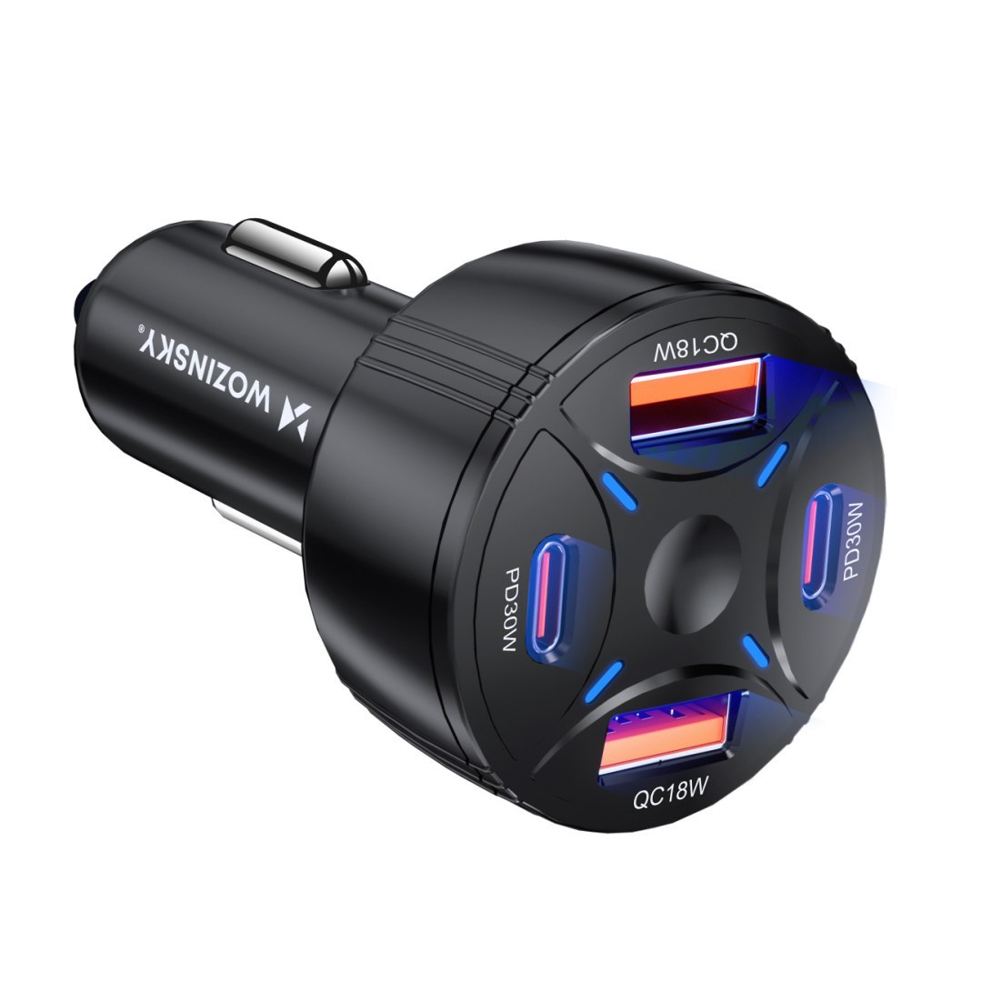 Ładowarka samochodowa 2xUSB-C 2xUSB-A 60W – czarna