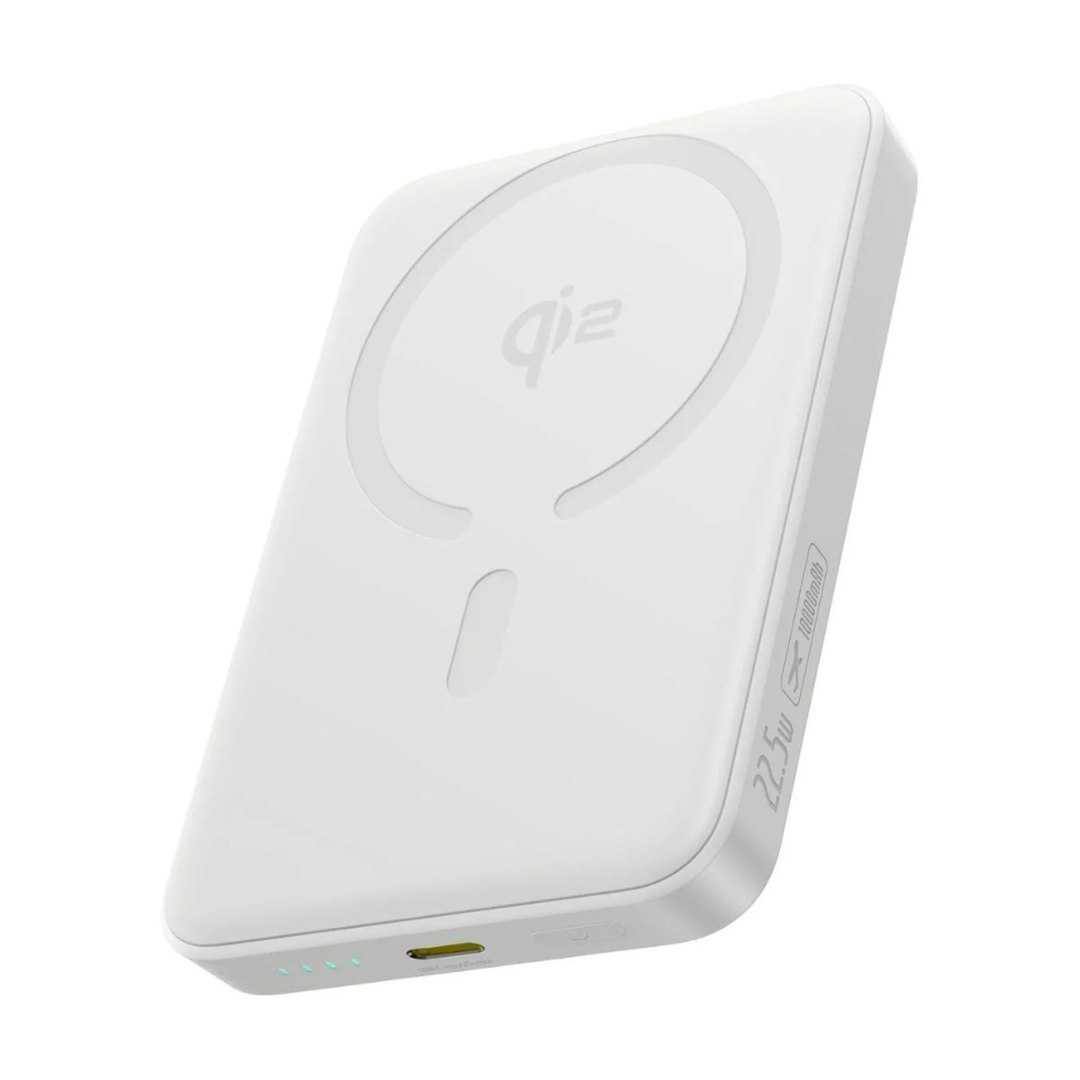 Powerbank bezprzewodowy 10000mAh 22.5W MagSafe z kablem USB-C 30cm – biały