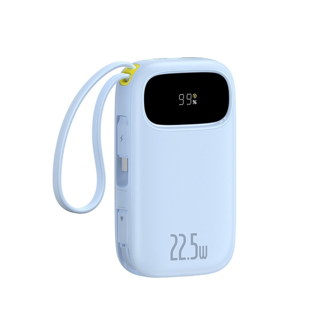 Powerbank 20000mAh z wyświetlaczem wbudowanymi kablami EnerFill FC31 22.5W – niebieski Powerbank 20000mAh z wyświetlaczem wbudowanymi kablami EnerFill FC31 22.5W – niebieski