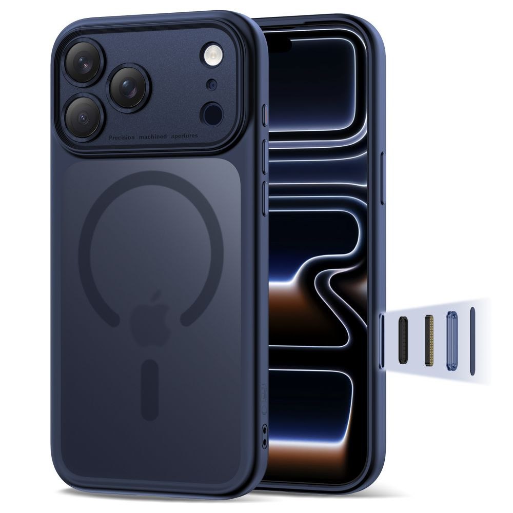 Etui pokrowiec na iPhone 17 Pro Magpeak Magsafe CC – granatowy mat