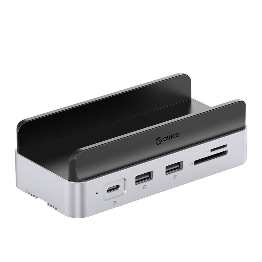 Stacja dokująca 10w1 do Mac mini M.2 USB-C USB-A HDMI RJ45 SD/TF – srebrna