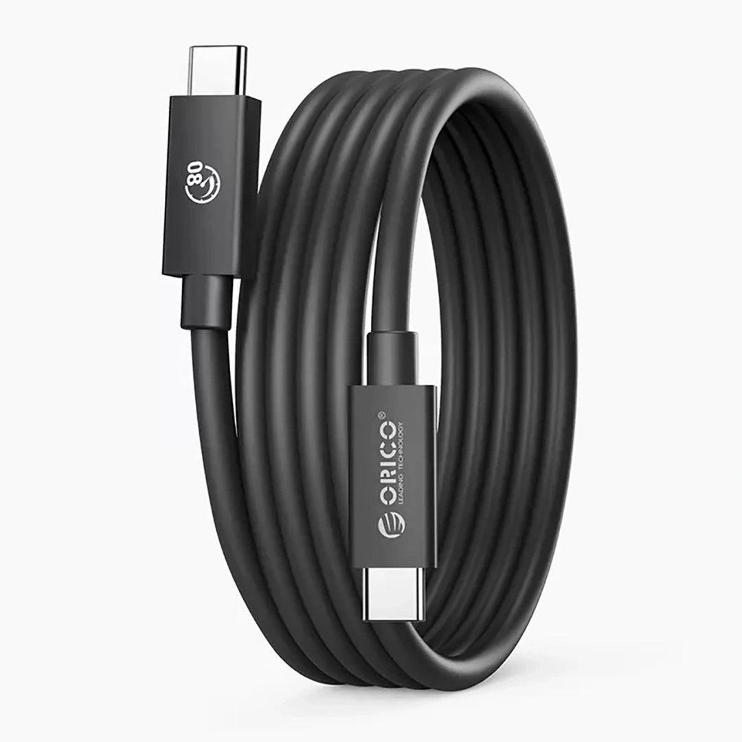 Kabel przewód USB-C USB4 Thunderbolt5 80Gbps 240W 2m – czarny