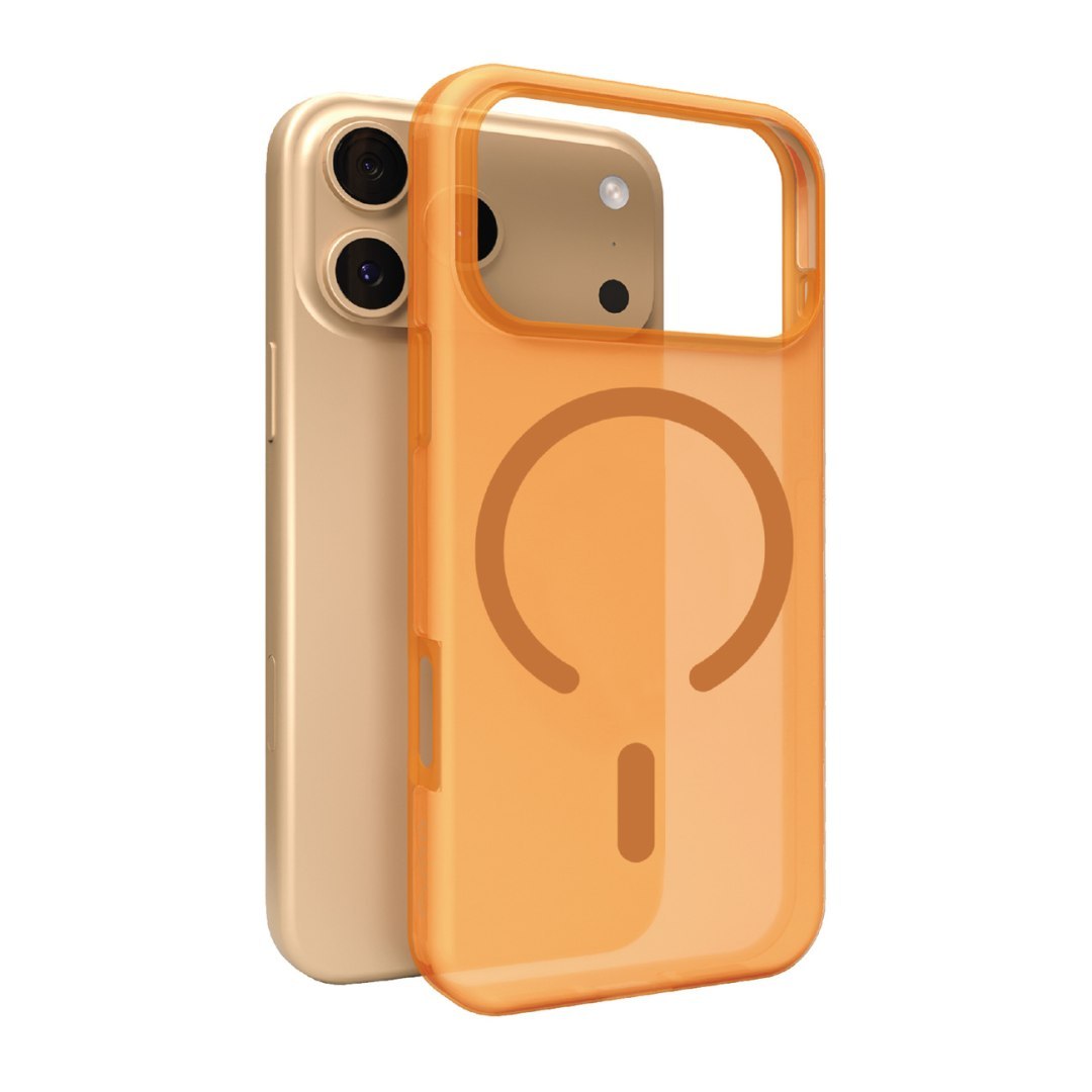 Etui silikonowe na iPhone 17 Pro Max Magsafe Daylight – półprzezroczyste pomarańczowe