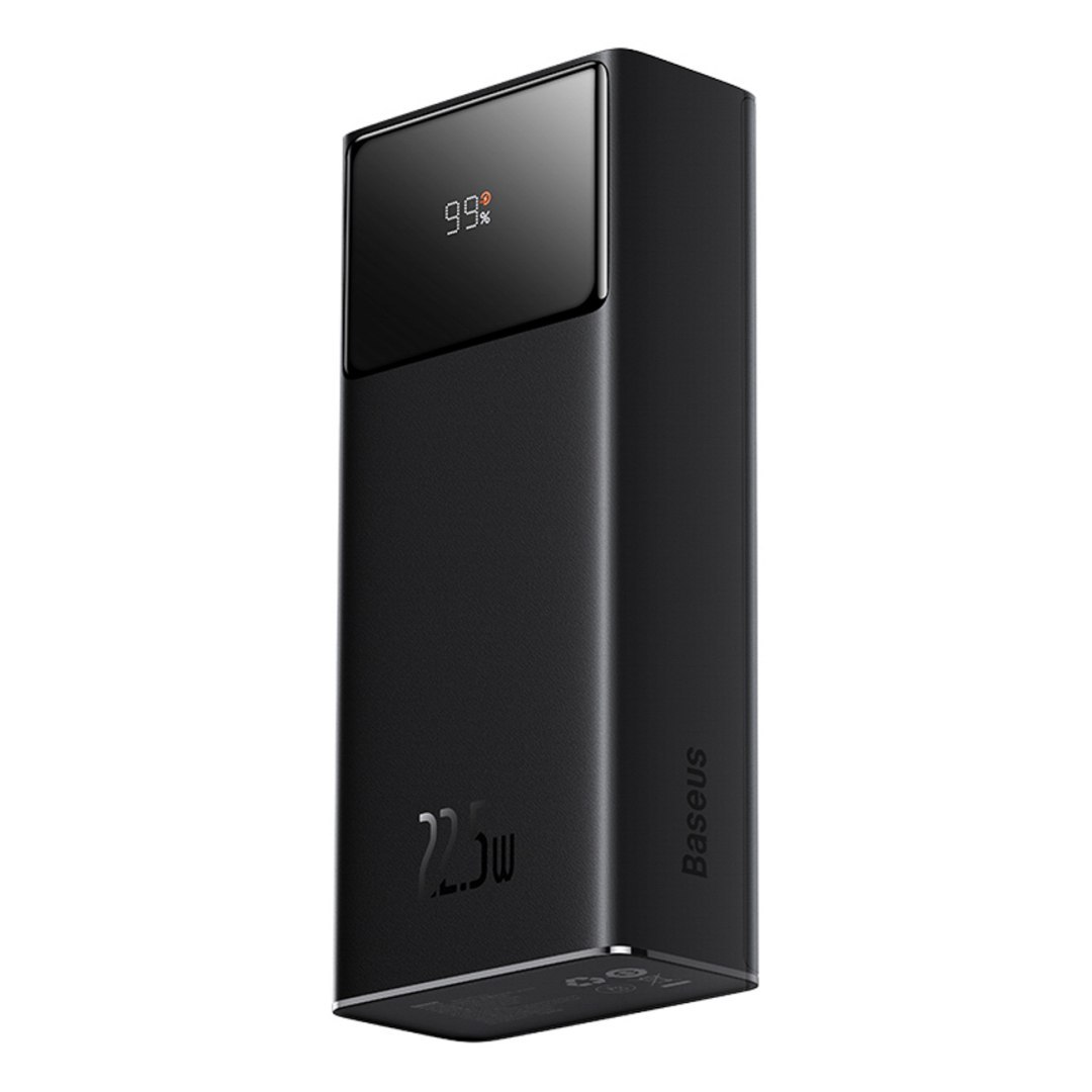 Powerbank 30000mAh 22.5W z kablem USB-A – USB-C 3A 30cm – czarny