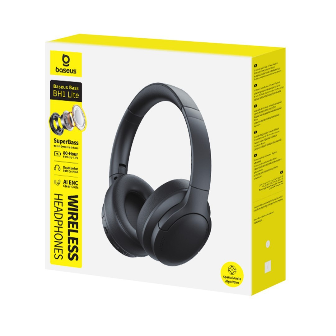 Słuchawki bezprzewodowe nauszne mocny bas Bass BH1 Bluetooth – czarne