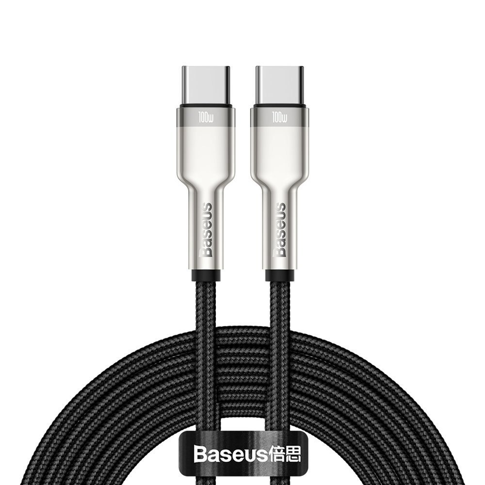 Przewód kabel USB-C – USB-C Cafule Metal Data Power Delivery 100W 2m – czarny
