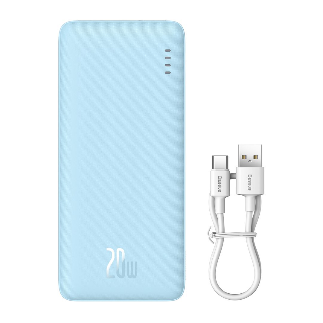 Powerbank 20000mAh Airpow 20W z kablem USB-A – USB-C 50cm – niebieski Powerbank 20000mAh Airpow 20W z kablem USB-A – USB-C 50cm – niebieski