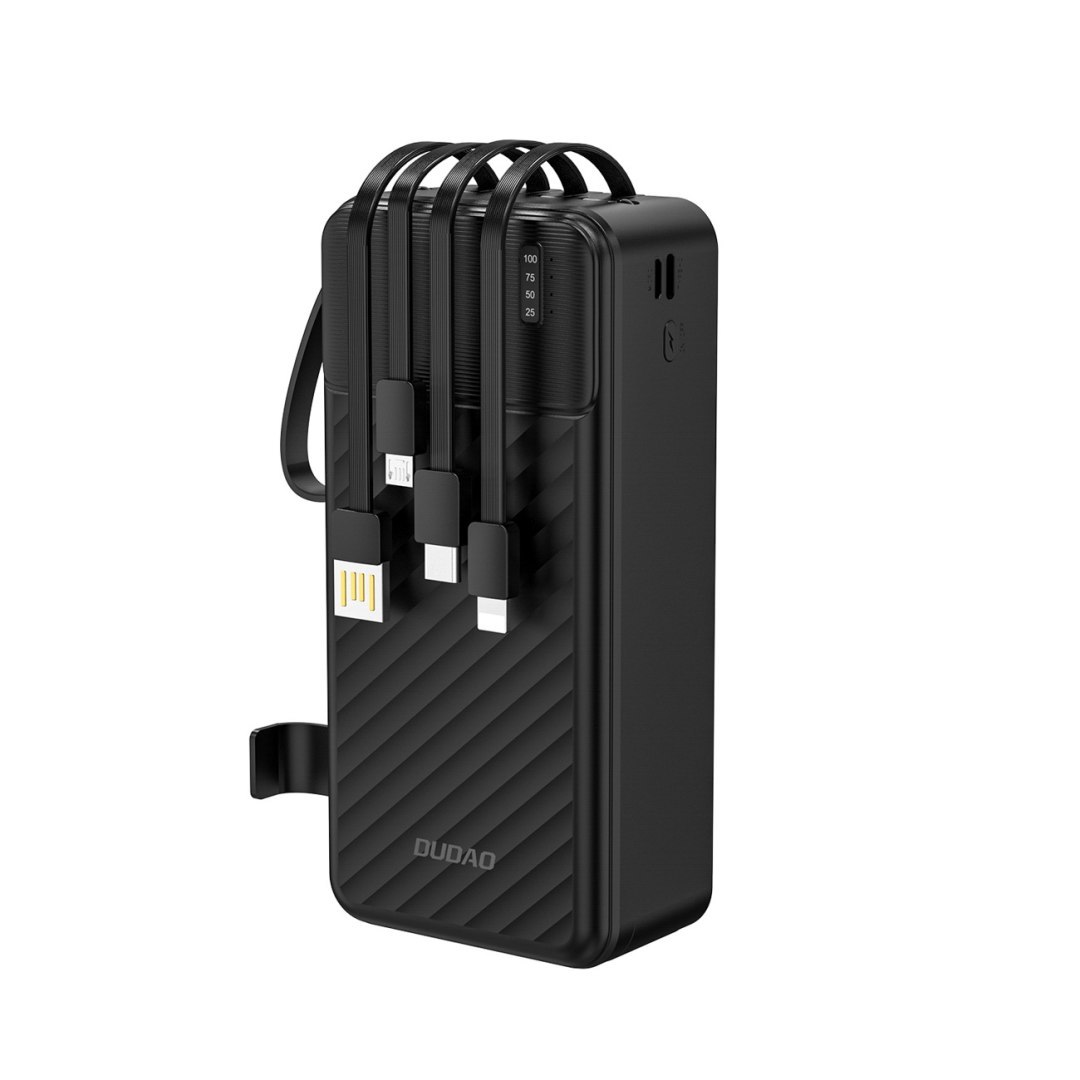 Powerbank K11 Max 30000mAh z wbudowanymi kablami – czarny Powerbank K11 Max 30000mAh z wbudowanymi kablami – czarny