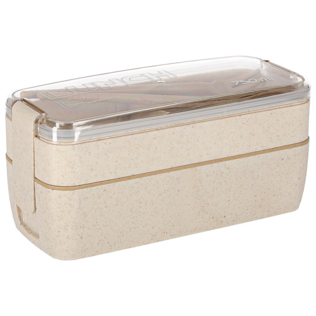 Lunch box śniadaniówka pudełko śniadaniowe z przegródkami dzielone 750ml beżowe Lunch box śniadaniówka pudełko śniadaniowe z przegródkami dzielone 750ml beżowe