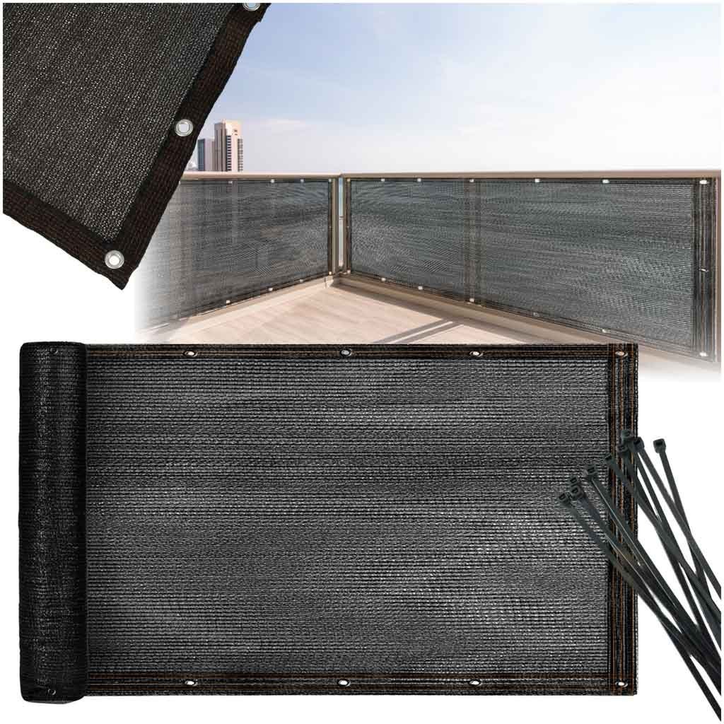 Osłona balkonowa LUARO mata maskująca siatka cieniująca na balkon taras 150g/m2 105x700cm UV + Trytytki