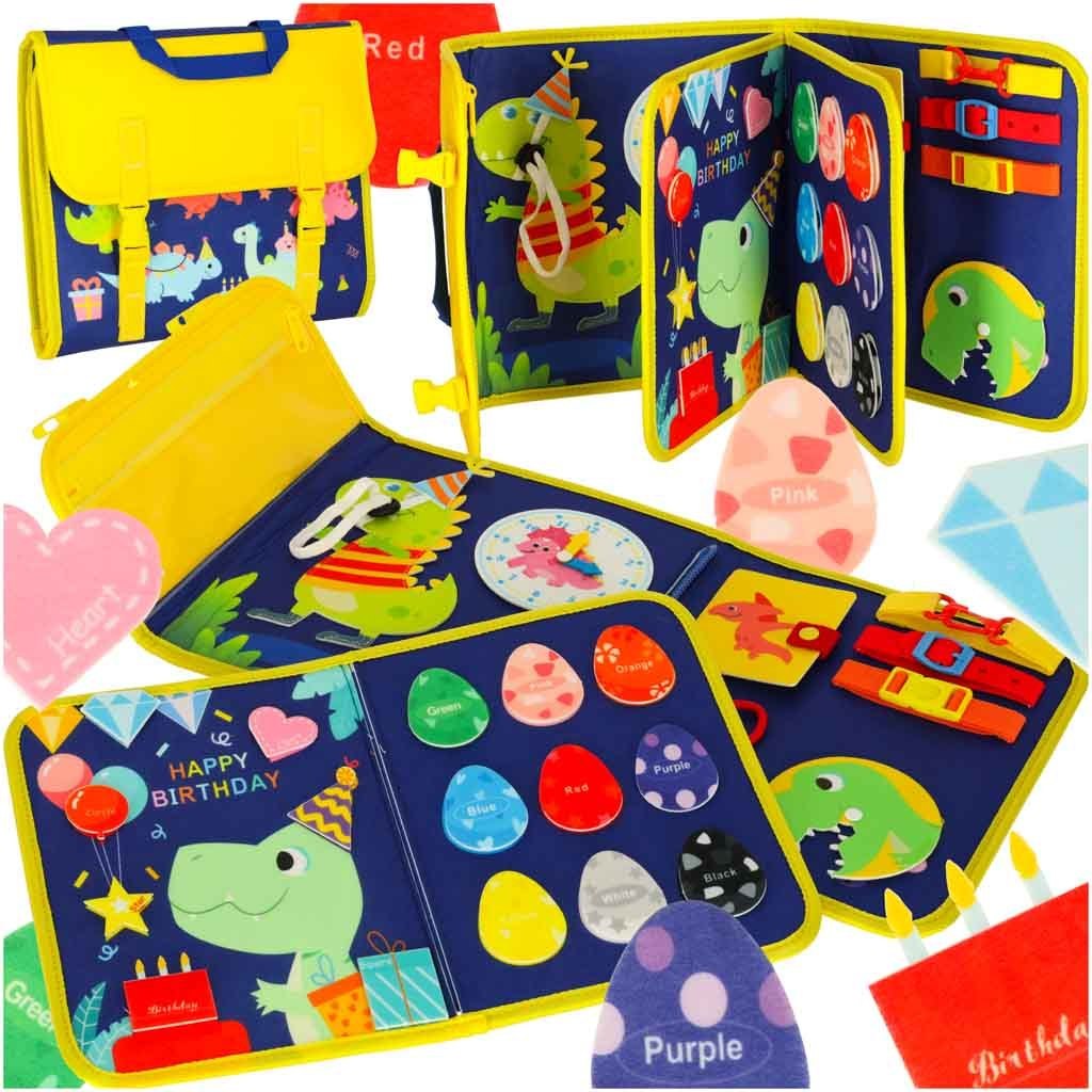 Tablica manipulacyjna sensoryczna montessori walizka plecak niebieski Tablica manipulacyjna sensoryczna montessori walizka plecak niebieski