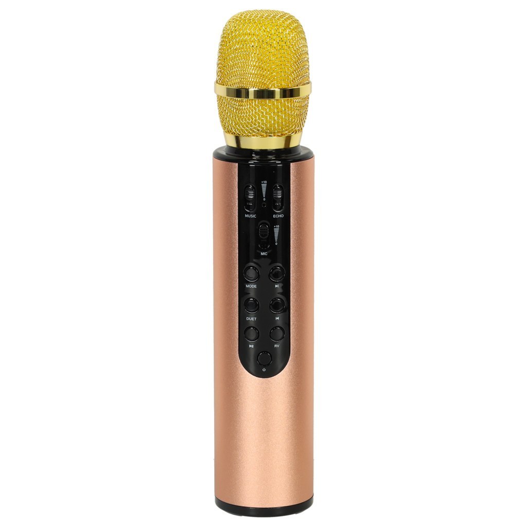 Mikrofon bezprzewodowy karaoke dla dzieci głośnik Bluetooth 2000mAh karta SD USB wysoka jakość złoty