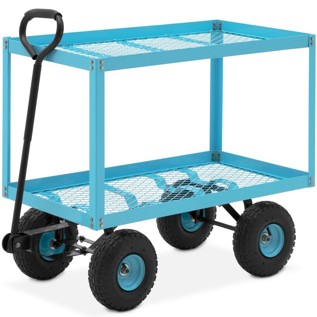Wózek ogrodowy transportowy 2 poziomy z siatki do 150 kg Wózek ogrodowy transportowy 2 poziomy z siatki do 150 kg