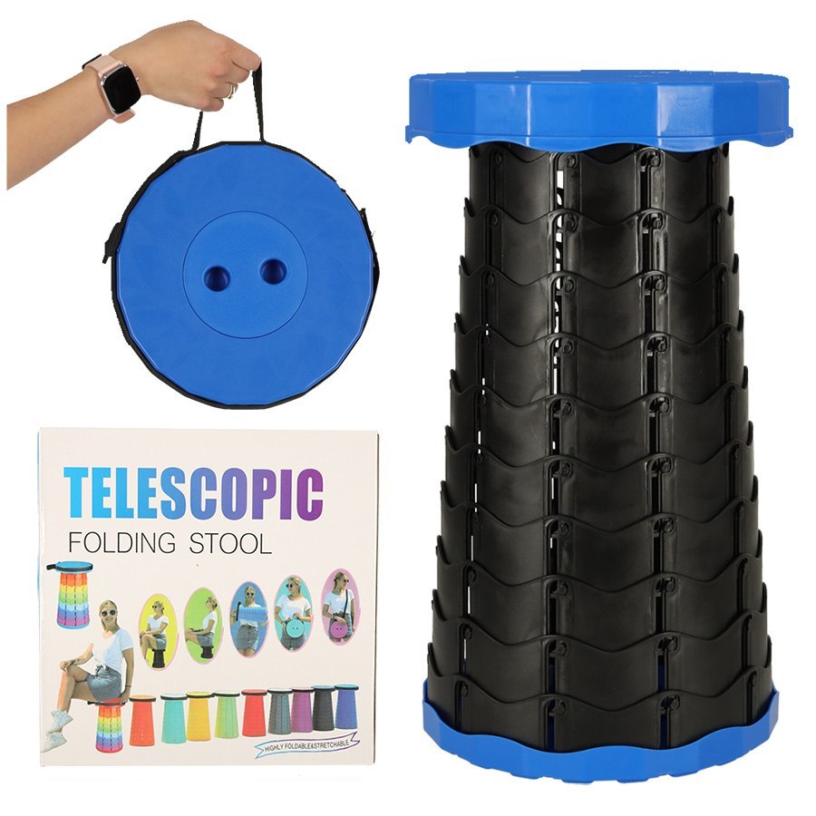 Krzesło składane taboret teleskopowy turystyczny przenośny niebieski 200kg Krzesło składane taboret teleskopowy turystyczny przenośny niebieski 200kg