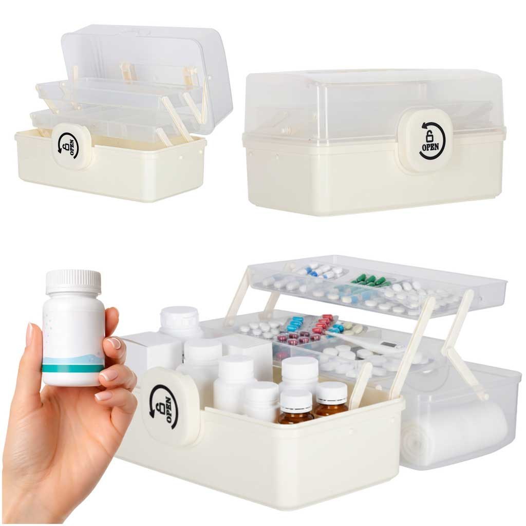 Organizer na leki pojemnik pudełko kasetka apteczka duży XL na zamek skrzynka 29x19x15,5 cm Organizer na leki pojemnik pudełko kasetka apteczka duży XL na zamek skrzynka 29x19x15,5 cm