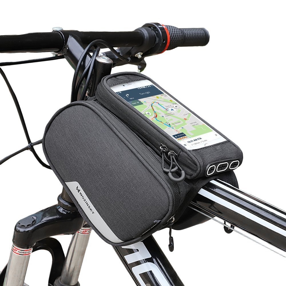 Torba rowerowa na ramę + odczepiany pokrowiec na telefon do 6.5″ 1.5l czarna