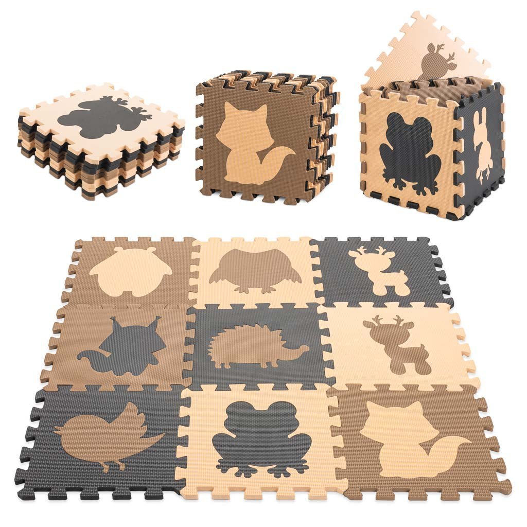 Mata edukacyjna piankowa puzzle beż 85 x 85 cm 9 elementów Mata edukacyjna piankowa puzzle beż 85 x 85 cm 9 elementów