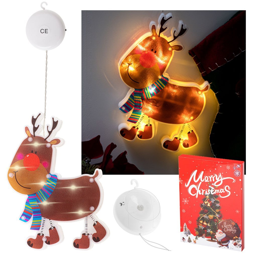Lampki LED wisząca ozdoba dekoracja okna świąteczna przyssawka renifer Lampki LED wisząca ozdoba dekoracja okna świąteczna przyssawka renifer