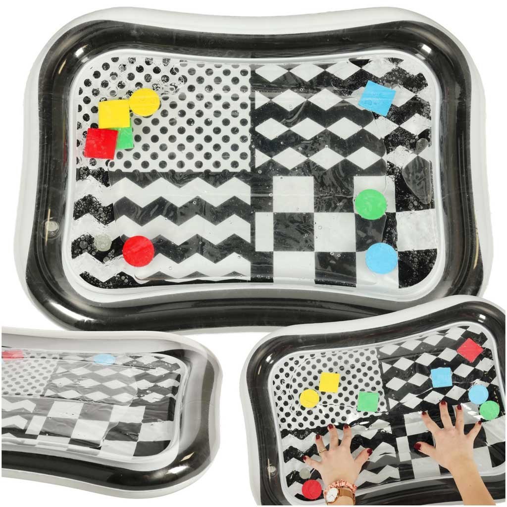 Mata wodna sensoryczna dmuchana dla niemowląt czarno-biała mix wzorów XXL 65×50 cm