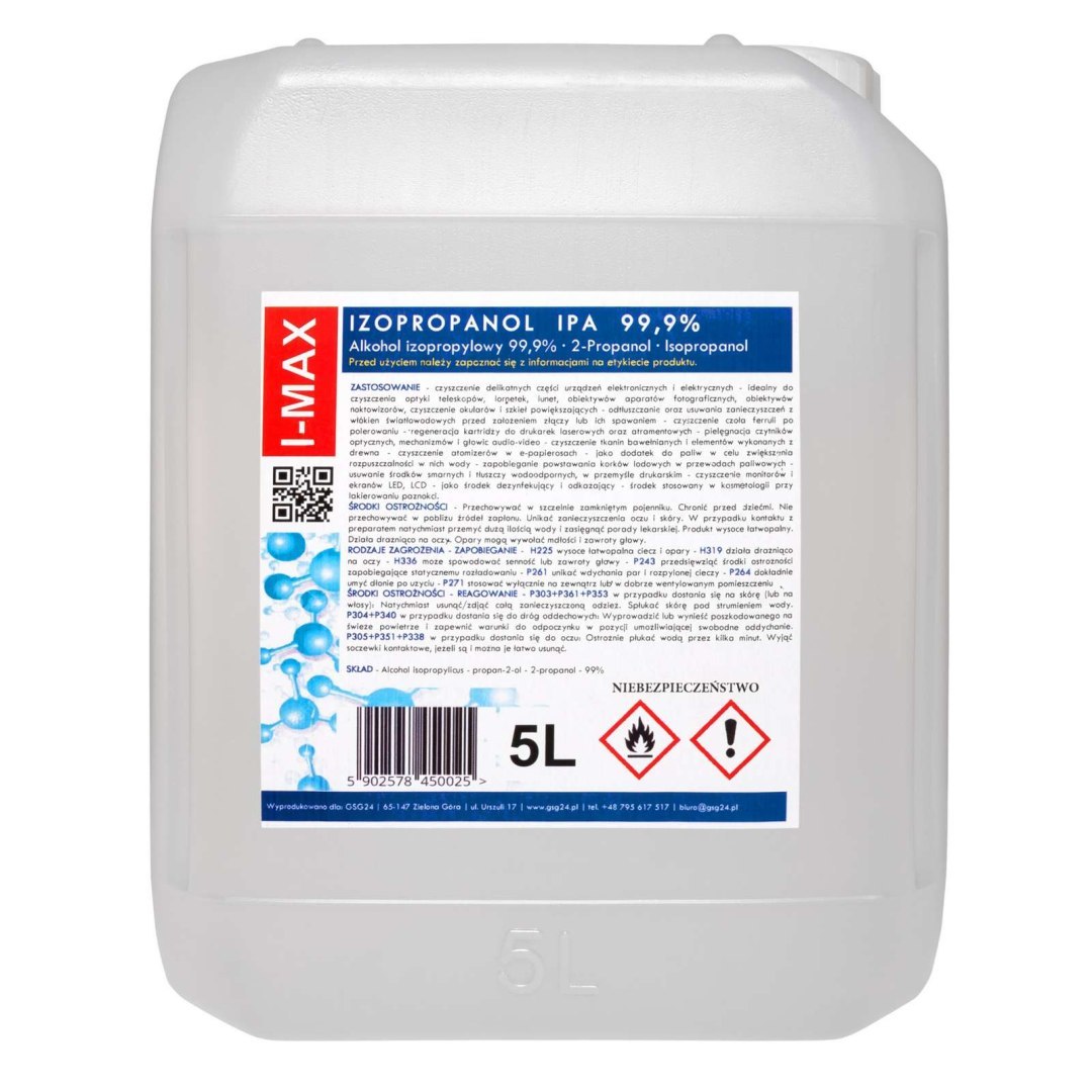 Alkohol izopropylowy Izopropanol IPA I-MAX 99,9% 5L Alkohol izopropylowy Izopropanol IPA I-MAX 99,9% 5L