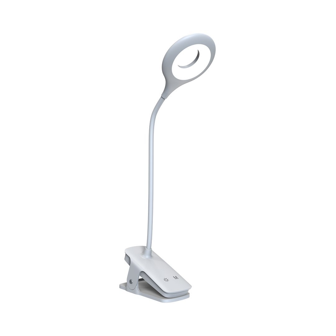Mini lampka bezprzewodowa LED do czytania z klipsem kablem USB-C 80lm – biała