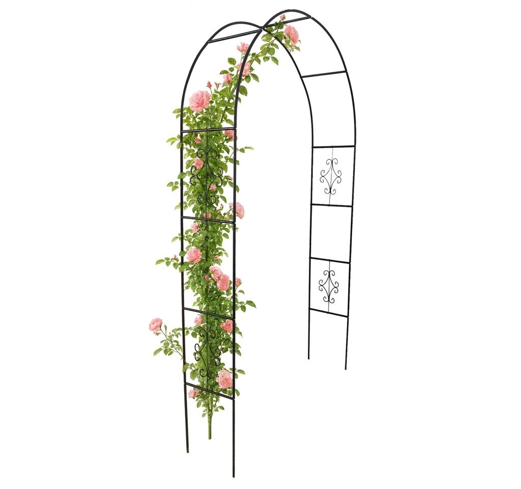 Pergola ogrodowa metalowa łuk uchwyt na róże kwiaty pnącza 240cm zielony