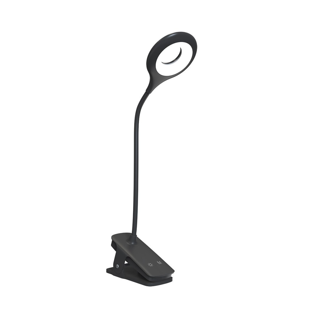 Mini lampka bezprzewodowa LED do czytania z klipsem kablem USB-C 80lm – czarna