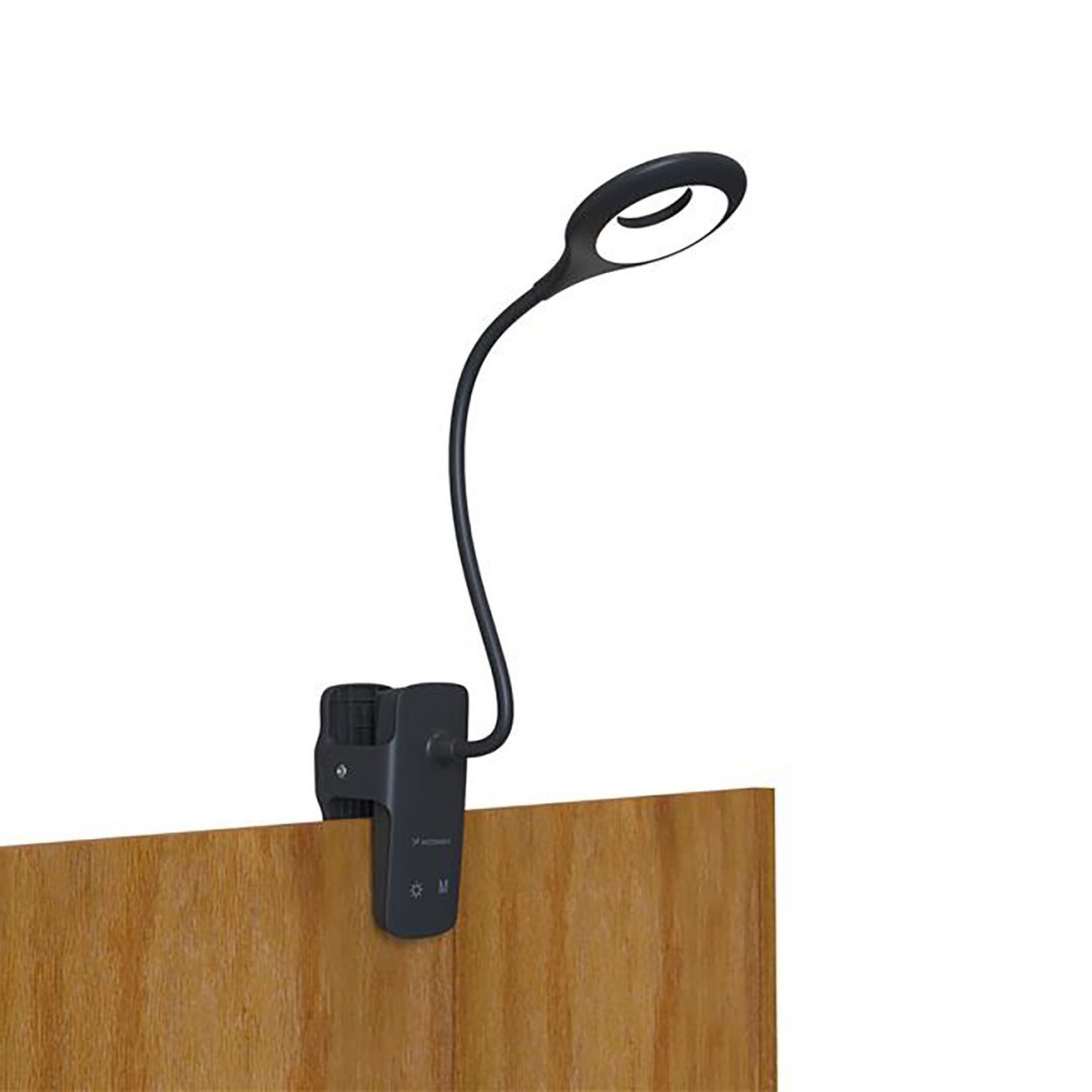Mini lampka bezprzewodowa LED do czytania z klipsem kablem USB-C 80lm – czarna