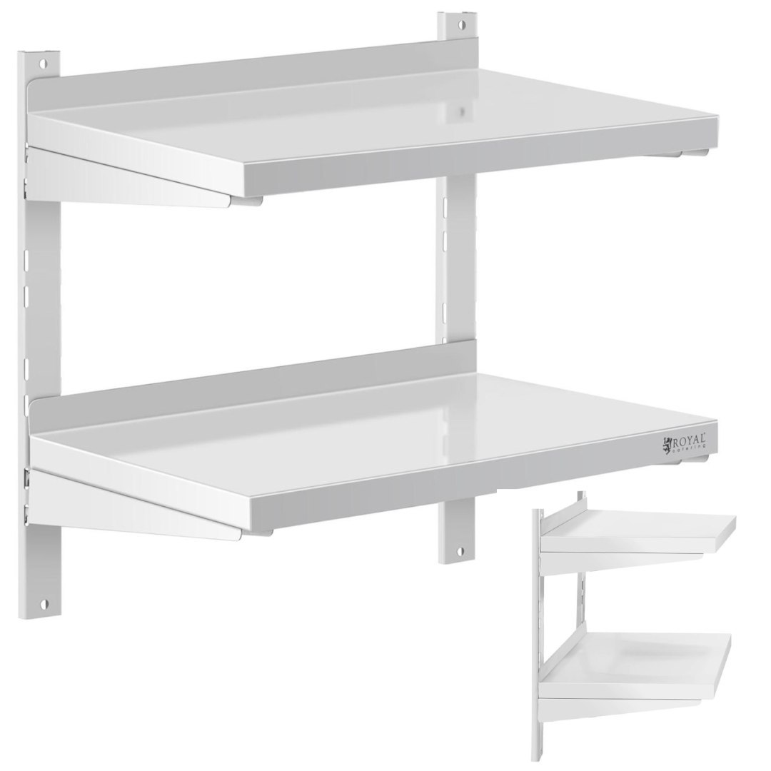 Półka ścienna wisząca gastronomiczna podwójna z regulacją STAL 60 x 40 cm Półka ścienna wisząca gastronomiczna podwójna z regulacją STAL 60 x 40 cm