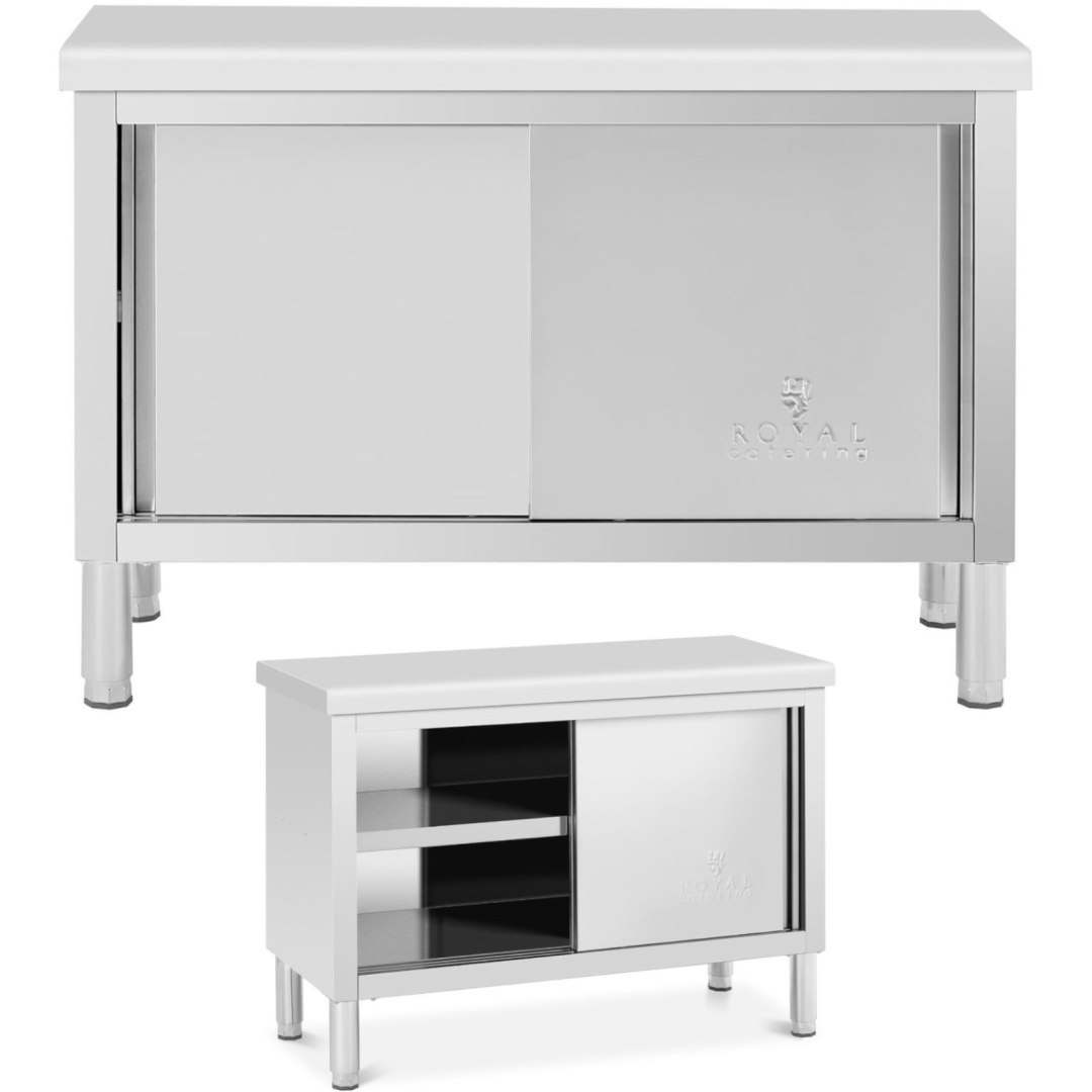 Stół gastronomiczny z szafką z drzwiami suwanymi STAL 120 x 50 cm do 330 kg Stół gastronomiczny z szafką z drzwiami suwanymi STAL 120 x 50 cm do 330 kg