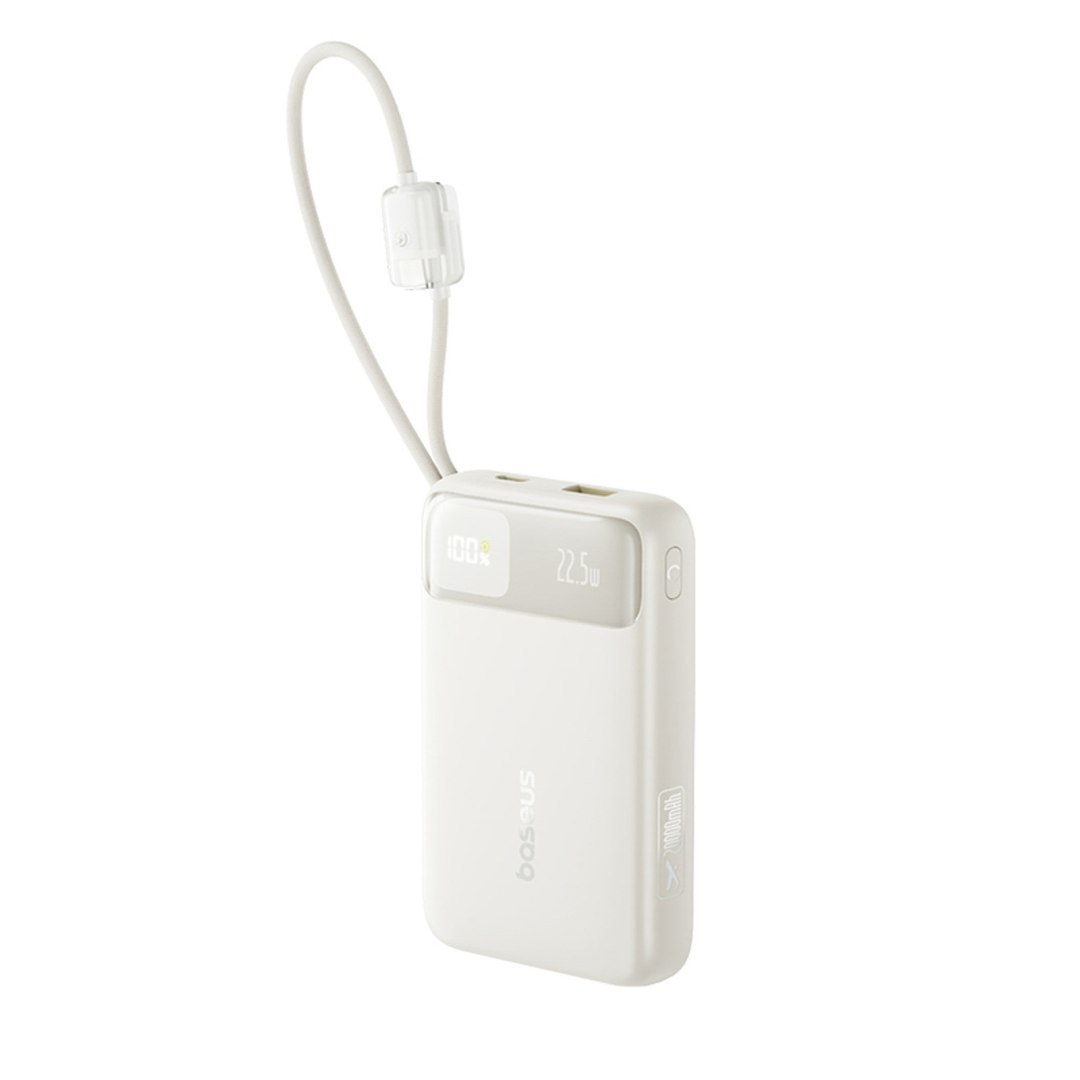 Powerbank 20000mAh 22.5W EnerFill FC11 z wyświetlaczem wbudowanymi kablami – beżowy Powerbank 20000mAh 22.5W EnerFill FC11 z wyświetlaczem wbudowanymi kablami – beżowy