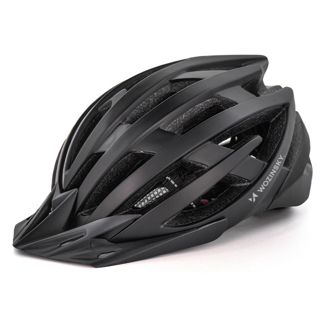 Kask rowerowy MTB z odpinanym daszkiem i tylną lampką USB 54-57 cm – czarny Kask rowerowy MTB z odpinanym daszkiem i tylną lampką USB 54-57 cm – czarny