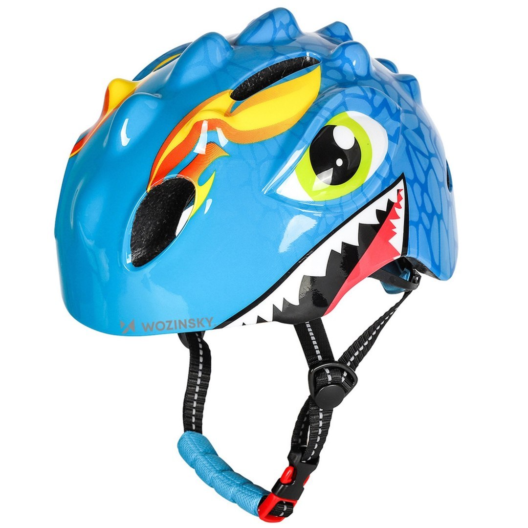 Kask rowerowy dziecięcy lekki 50-54 cm – niebieski smok