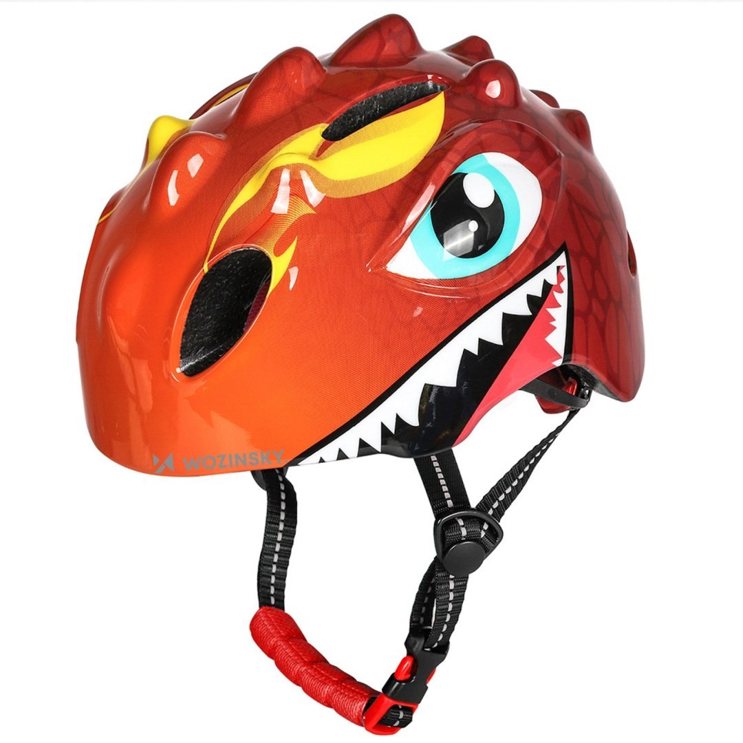 Kask rowerowy dziecięcy lekki 50-54 cm – czerwony smok Kask rowerowy dziecięcy lekki 50-54 cm – czerwony smok