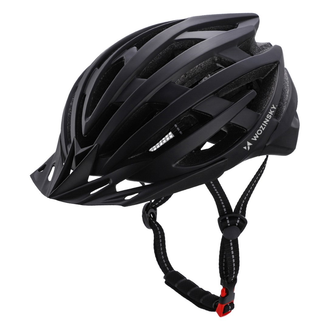 Kask rowerowy MTB z odpinanym daszkiem tylną lampką USB 57-62 cm – czarny Kask rowerowy MTB z odpinanym daszkiem tylną lampką USB 57-62 cm – czarny