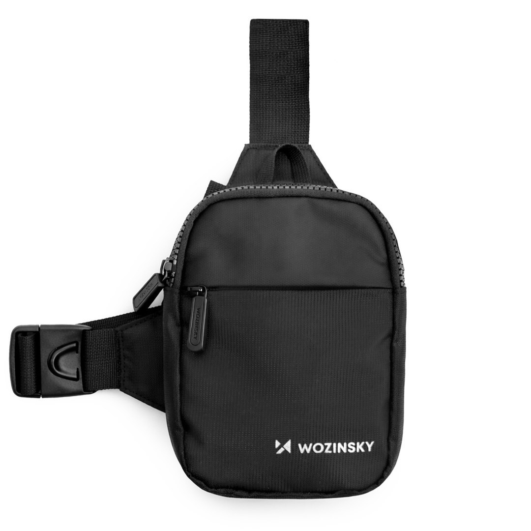 Mini saszetka na ramię wodoodporna dwukomorowa na telefon unisex – czarna Mini saszetka na ramię wodoodporna dwukomorowa na telefon unisex – czarna