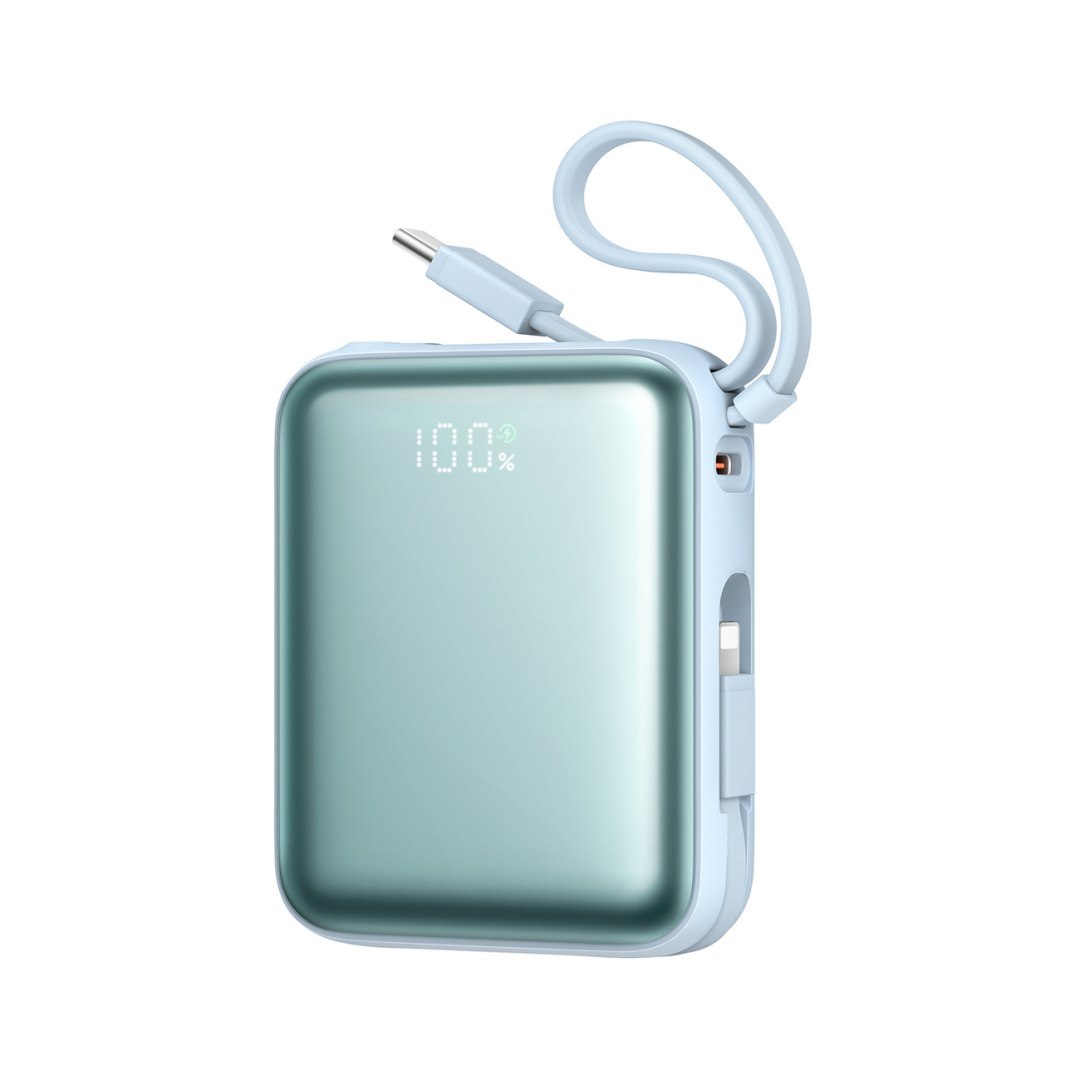 Powerbank 10000mAh 22.5W z wbudowanymi kablami – niebieski Powerbank 10000mAh 22.5W z wbudowanymi kablami – niebieski