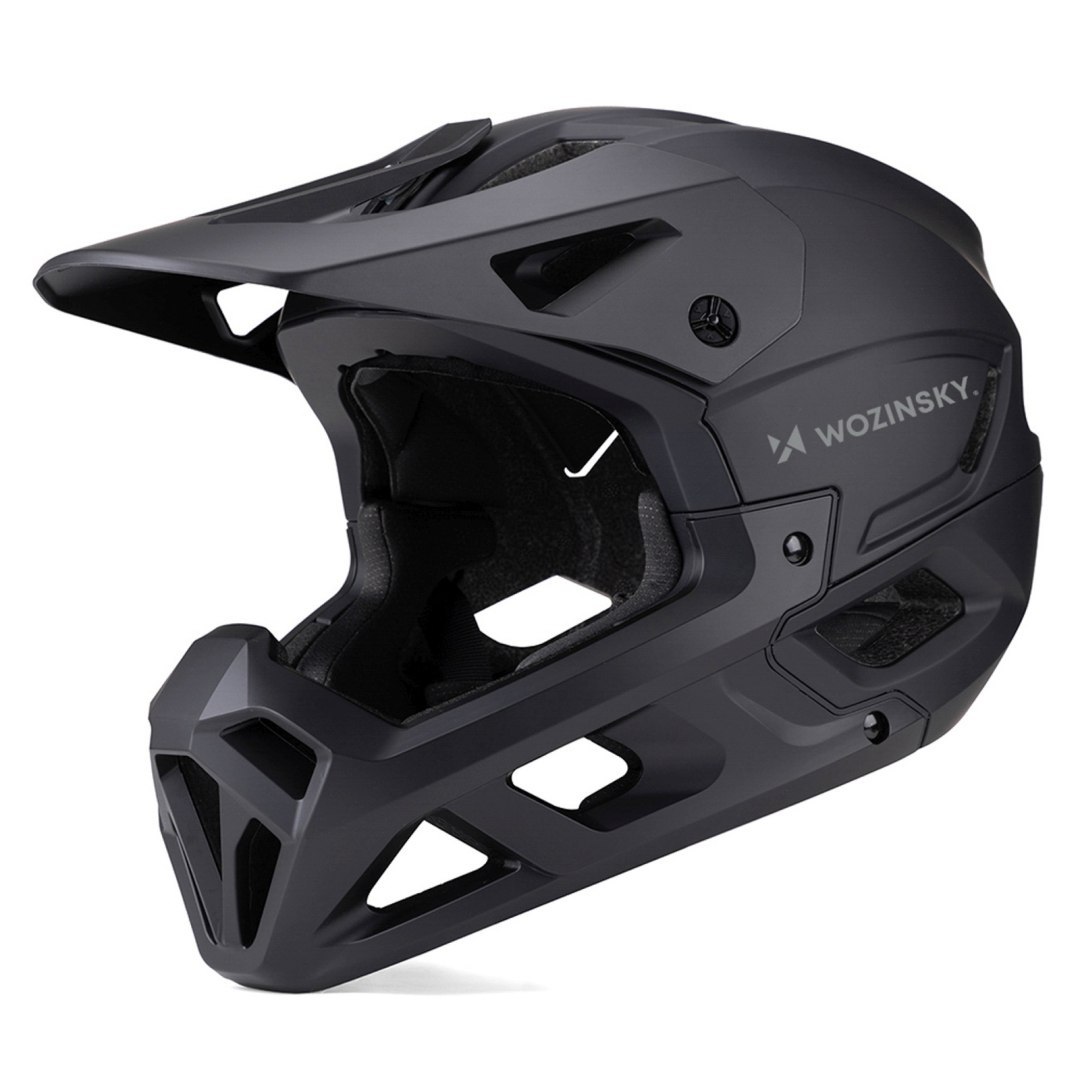 Kask rowerowy fullface z odpinanym daszkiem 55-57 cm – czarny Kask rowerowy fullface z odpinanym daszkiem 55-57 cm – czarny