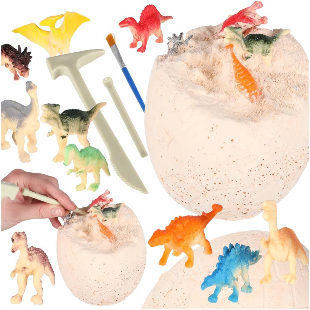 Dinozaury wykopaliska jajko XL dinozaura 12 figurek zestaw archeologiczny