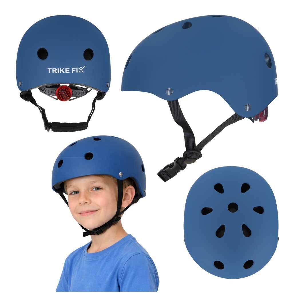 Kask rowerowy dla dziecka Trike Fix dziecięcy regulowany LED M 55-58cm granatowy Kask rowerowy dla dziecka Trike Fix dziecięcy regulowany LED M 55-58cm granatowy