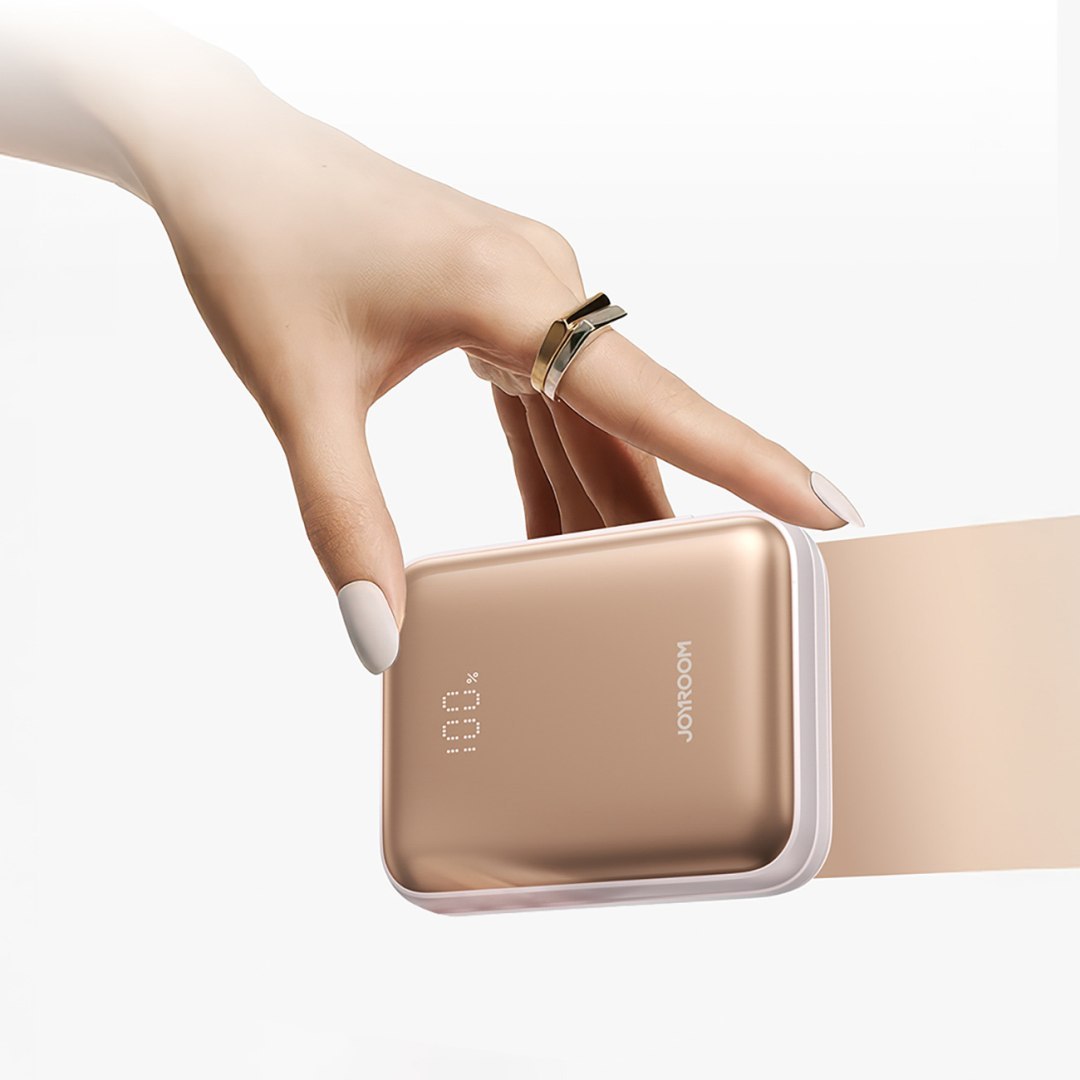 Powerbank 10000mAh 22.5W z wbudowanymi kablami – złoty