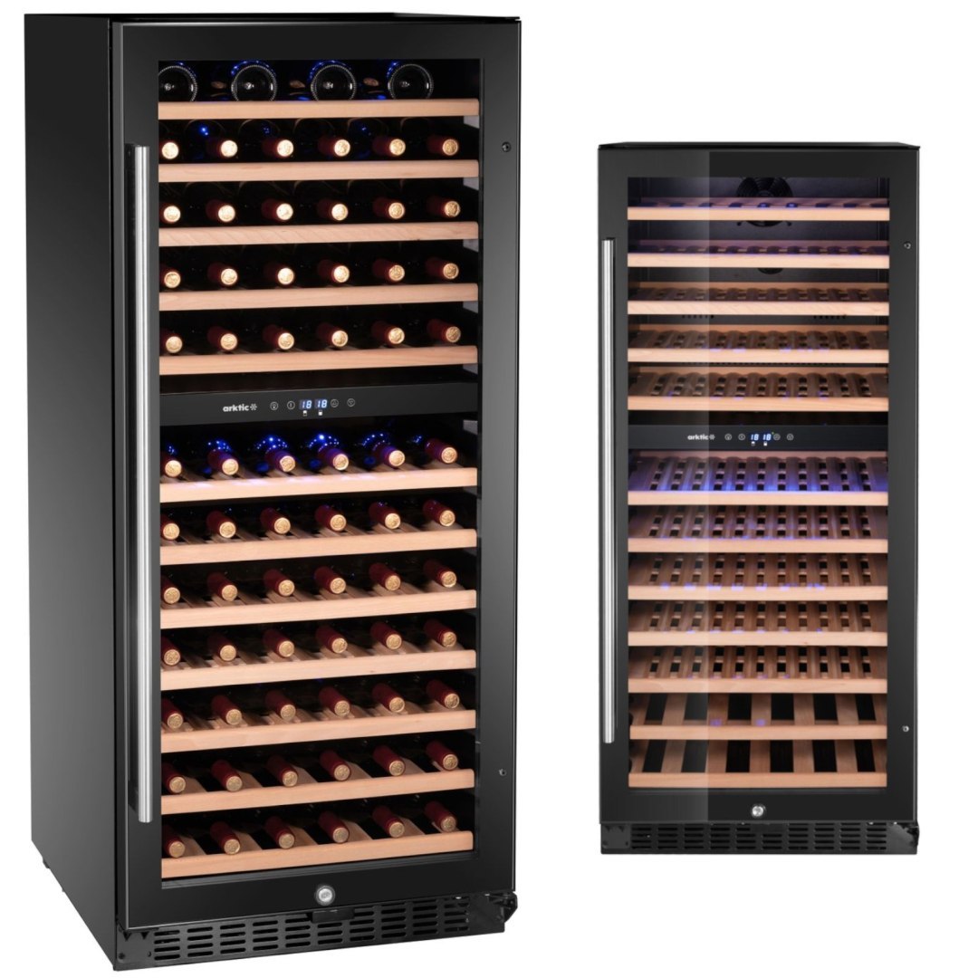 Lodówka chłodziarka do wina 2-strefowa na 124 butelki 265 l 570x595x1400 mm Lodówka chłodziarka do wina 2-strefowa na 124 butelki 265 l 570x595x1400 mm