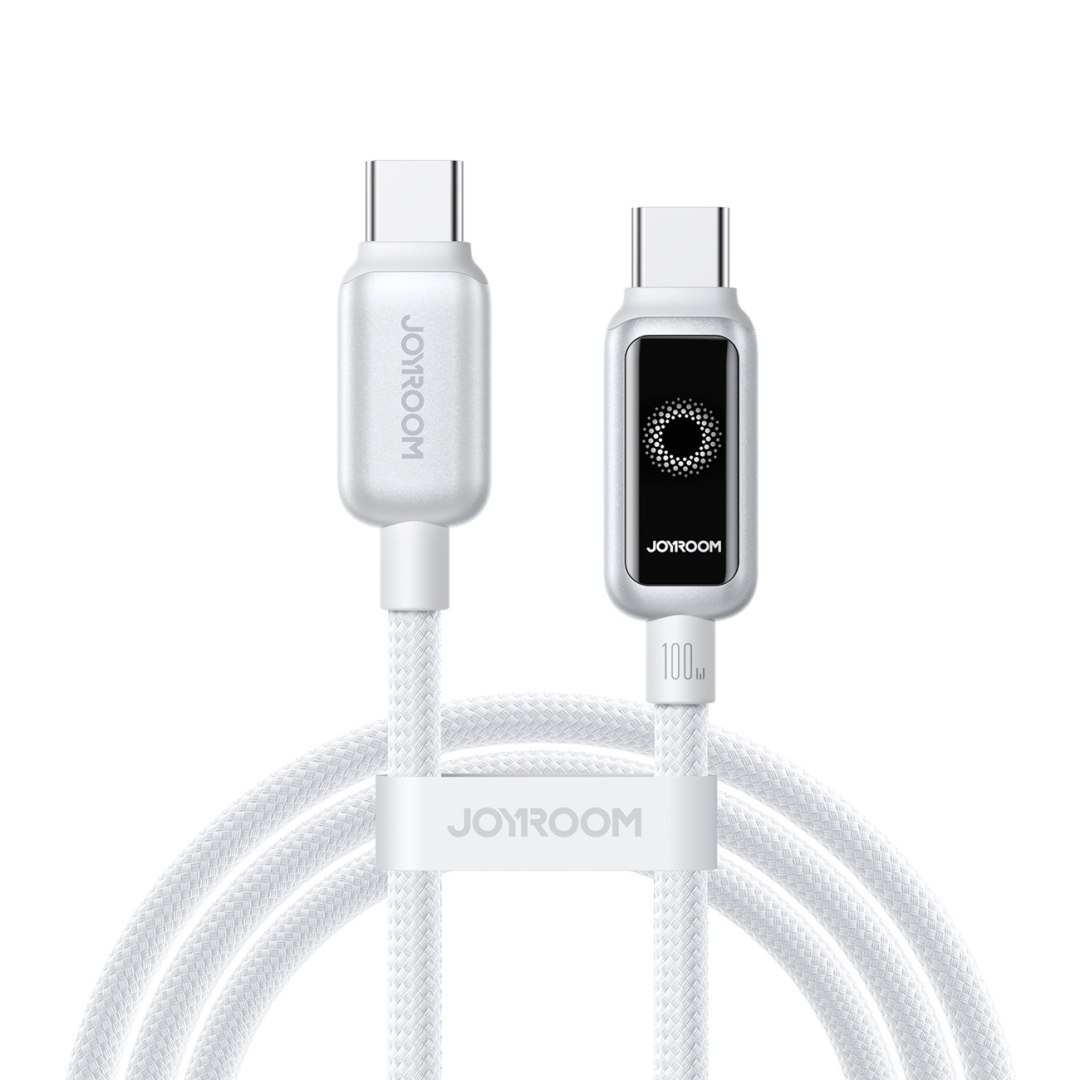 Kabel przewód w oplocie USB-C 100W 1.2m – biały