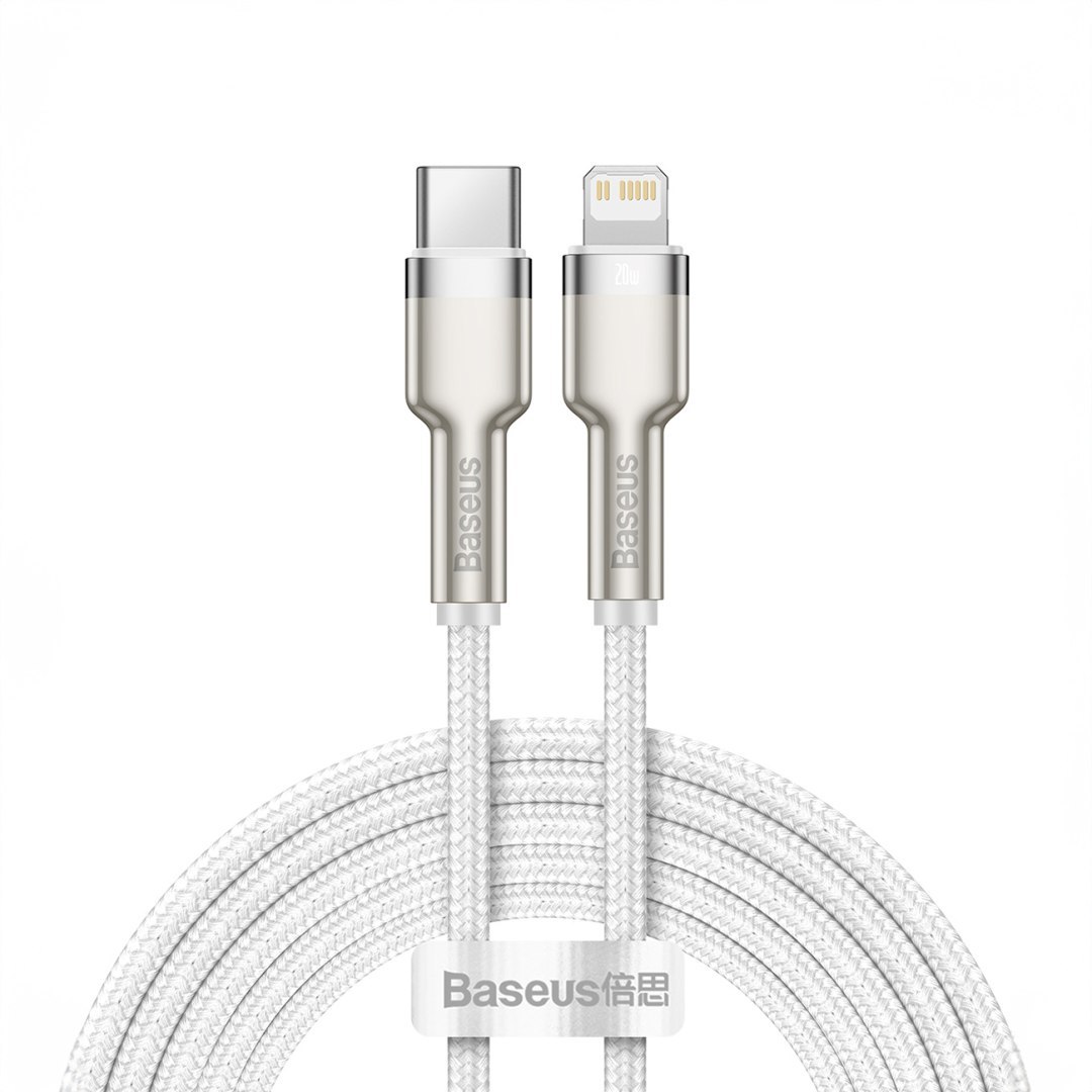 Kabel przewód do iPhone USB-C – Lightning Series Metal Data 20W PD 2m – biały